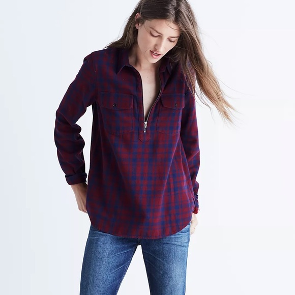Madewell Flannel Zip-Front Popover Shirt in McKinney Plaid - Picture 4 of 8